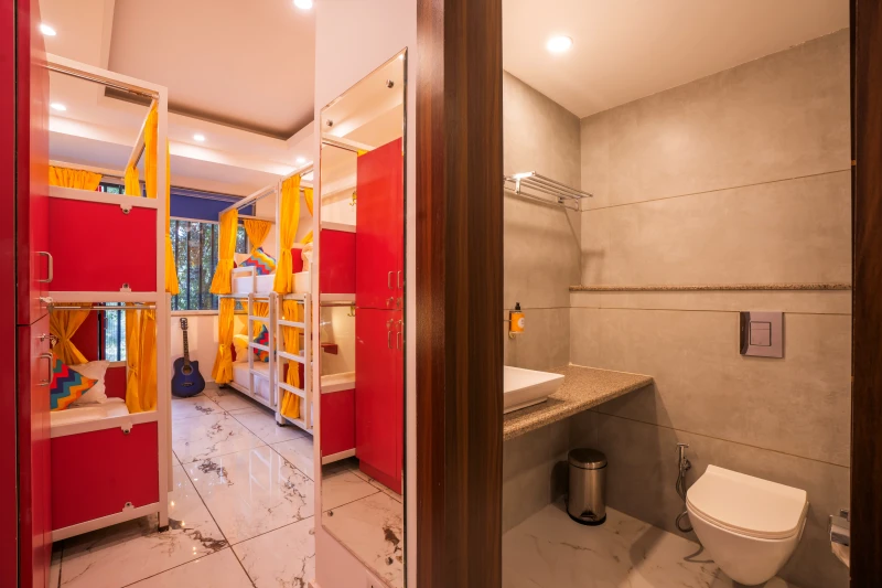 Bed in 6 Bed Female Only AC Dormitory Room with Balcony and Ensuite Bathroom 5