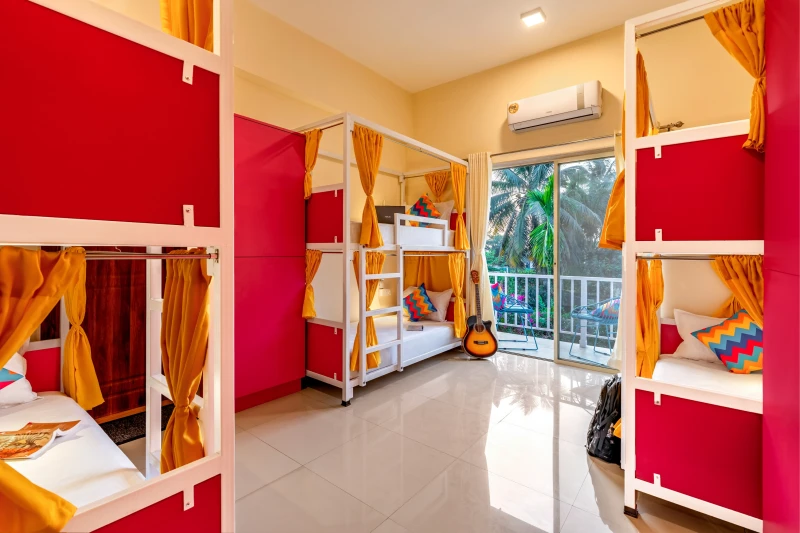 Bed in 6 Bed Mixed AC Dormitory Room with Balcony and Ensuite Bathroom 4
