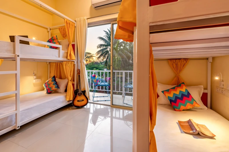 Bed in 6 Bed Mixed AC Dormitory Room with Balcony and Ensuite Bathroom 5
