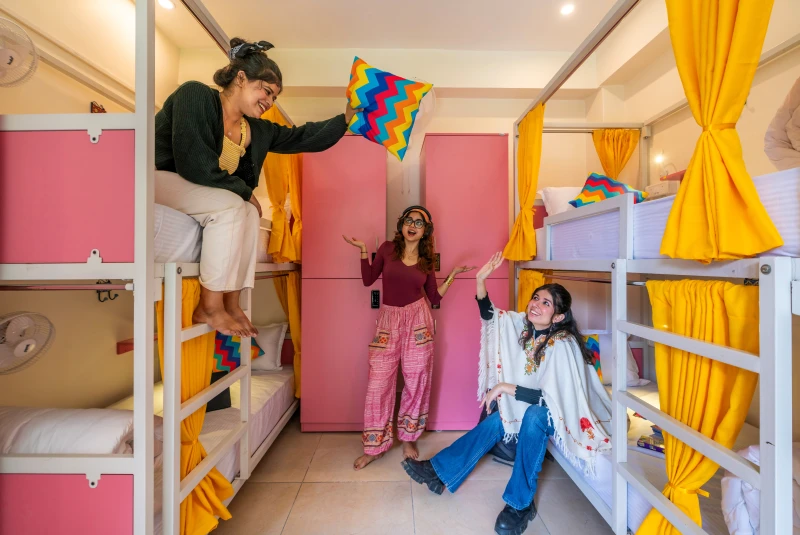 Bed in 6 Bed Female Only Dormitory Room with Balcony & Mountain View and Ensuite Bathroom 3